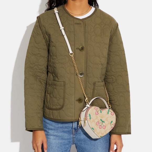 COACH Heart Crossbody In Signature Canvas With Heart Cherry Print - Picture 6 of 6